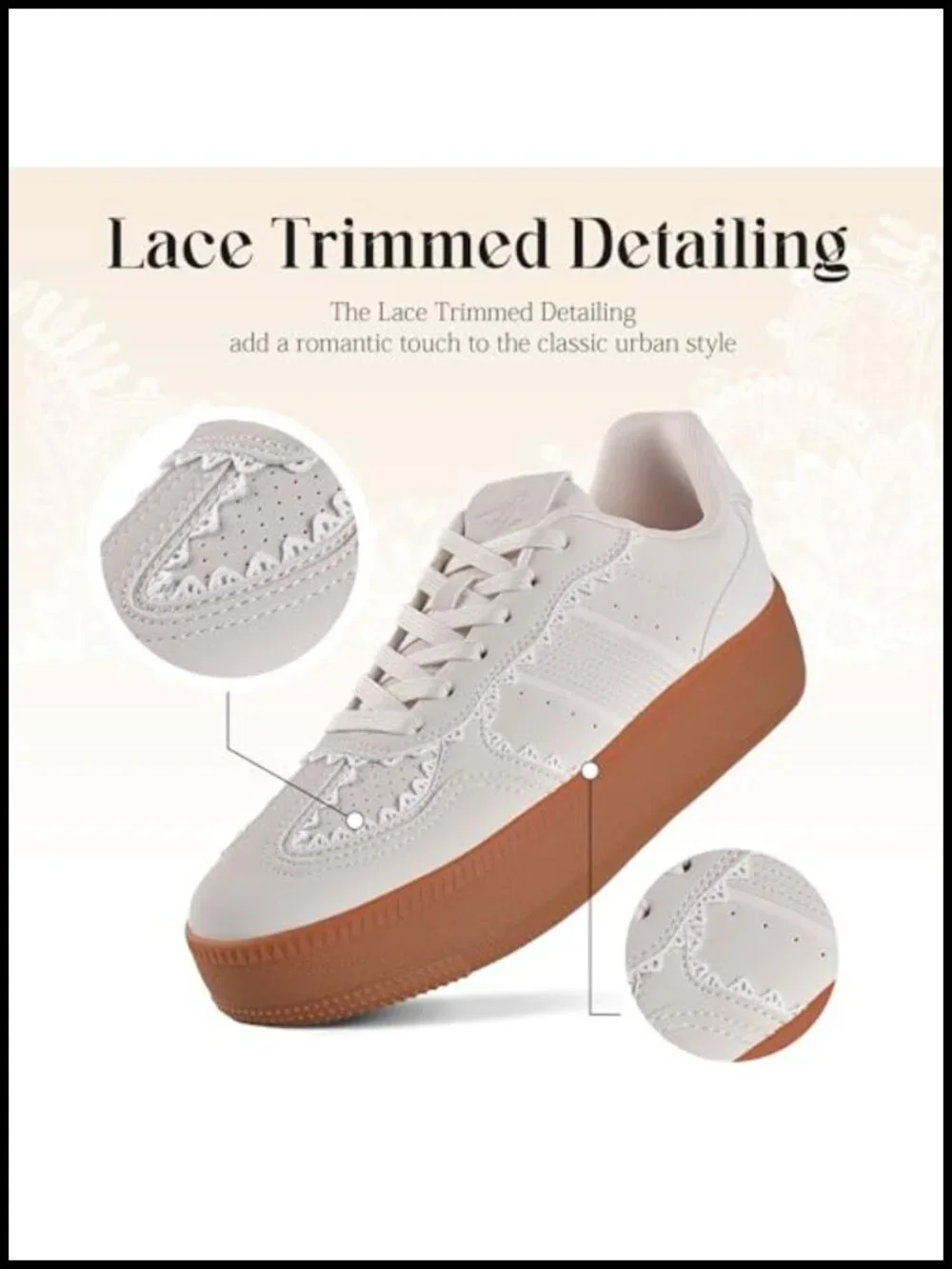 Lace-Up Chunky Platform Sneakers with Arch Support Memory Foam Sole